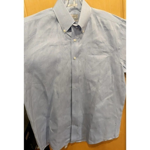 WH Belk Shirt Men 16x32/33 Blue Button Down shirt cotton long‎ sleeve